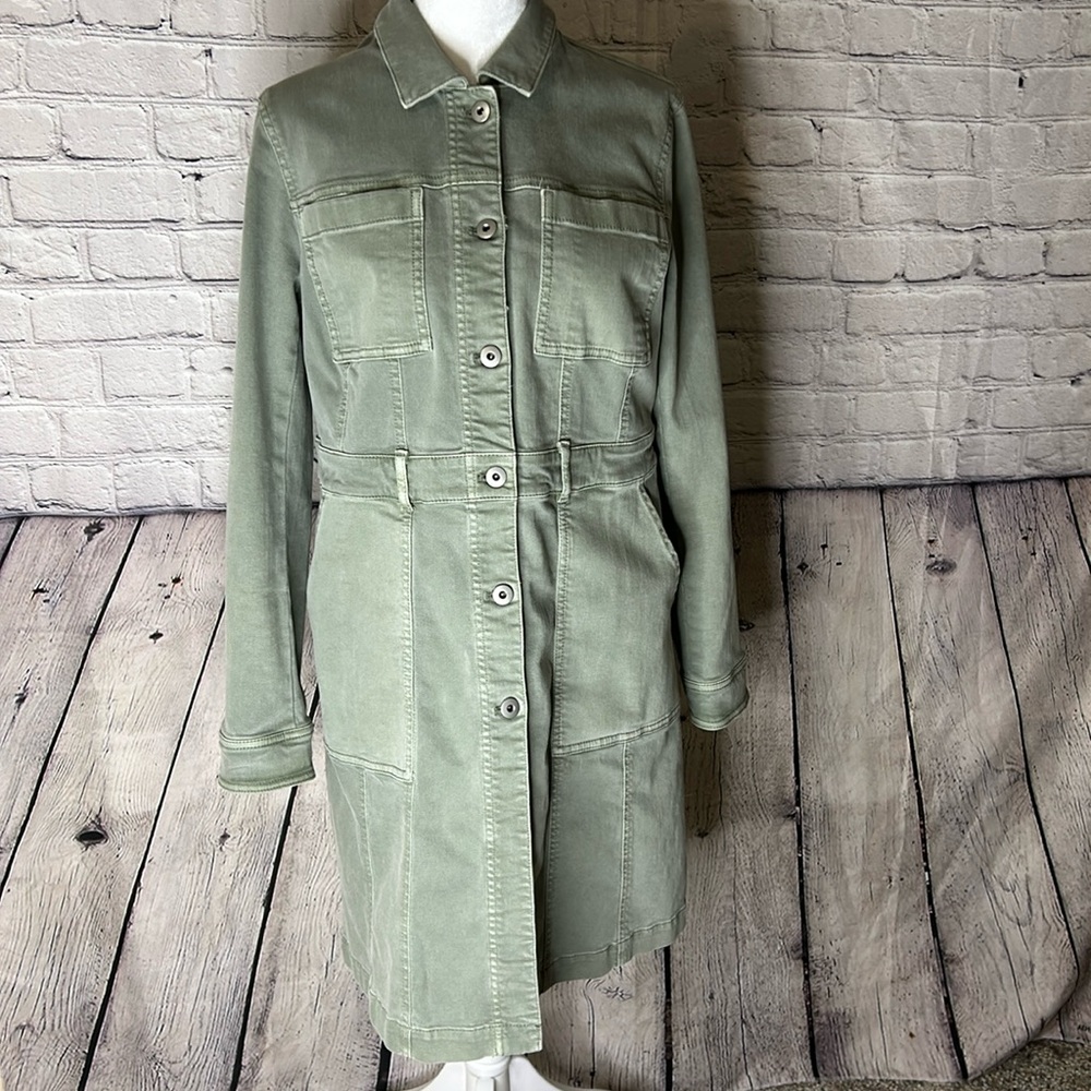 NWOTJ Jill denim Tahoe long denim jacket/coat size extra small. Color: sage